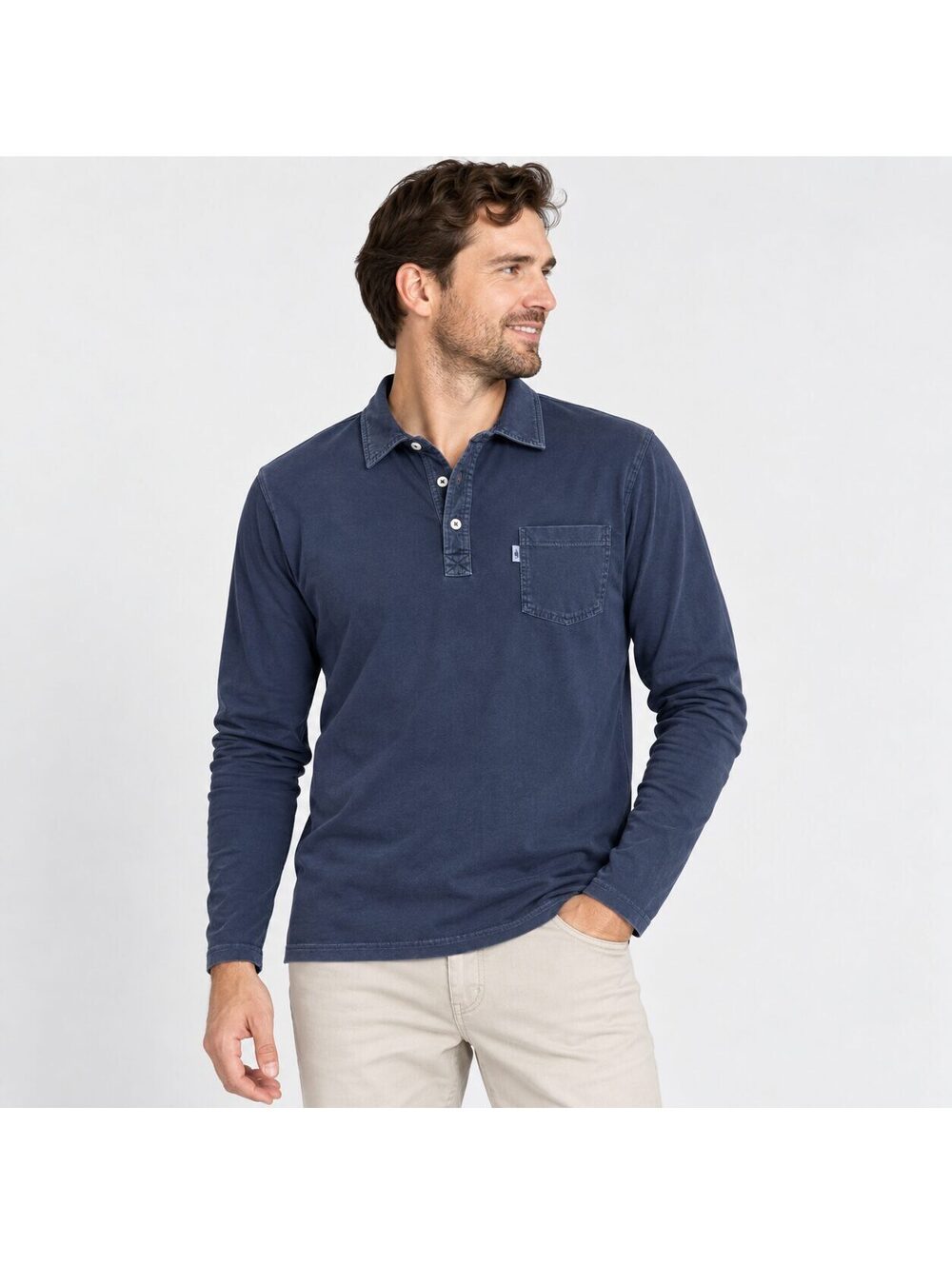 johnnie-O Men's Long Sleeve Polo Shirt Navy Cotton Size 16 NWT